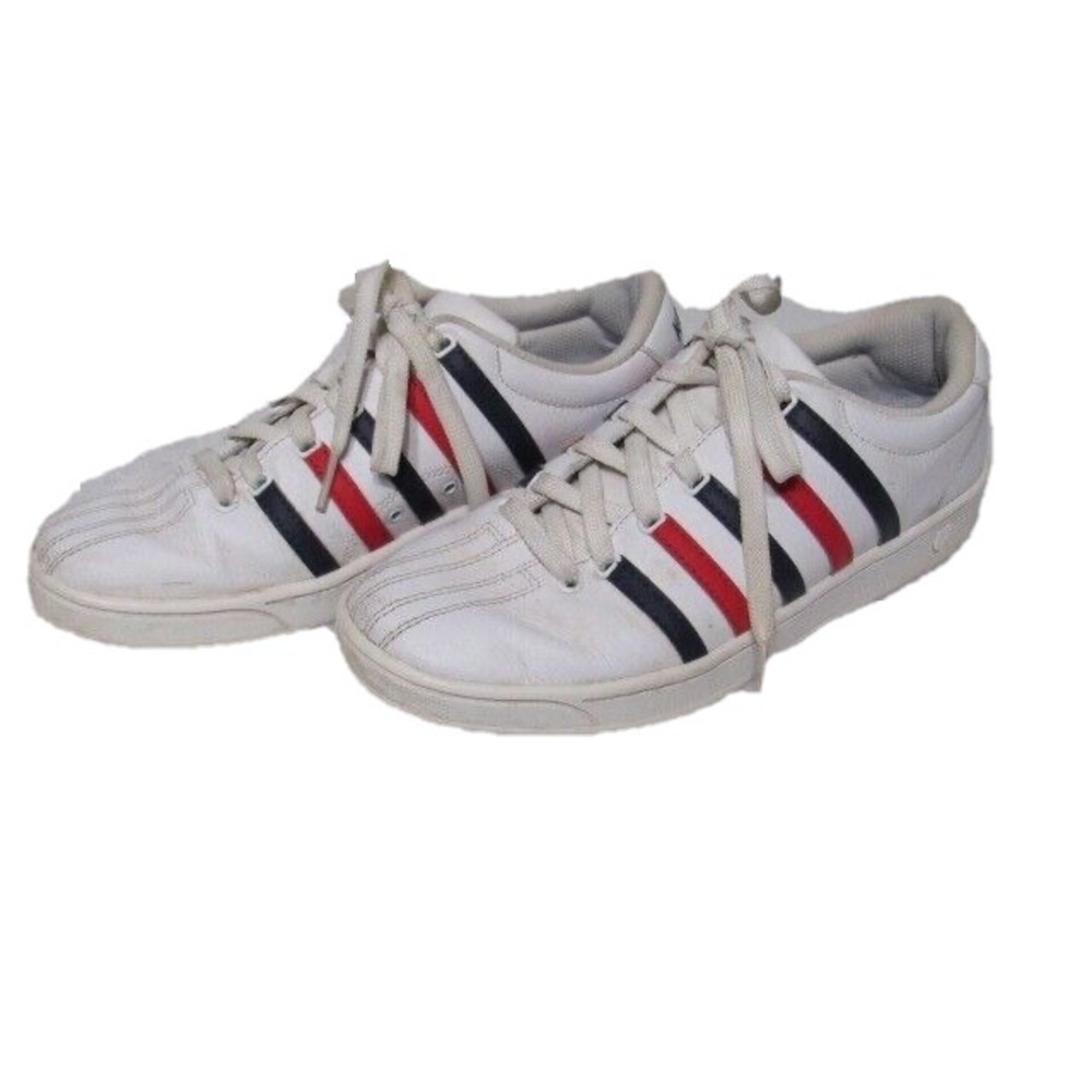 K-Swiss Youth White/Red/Black Leather Sneakers 93615 199-M Low Size-8.5 US - Picture 3 of 12